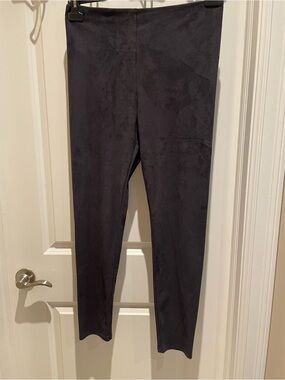 Lysse Black Suede-Look High-Rise Leggings